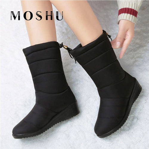 Winter Women Boots Ankle Boots Down Snow Boots Waterproof Tassel Lady Elastic Band winter Shoes Woman Warm Fur Black Botas Mujer