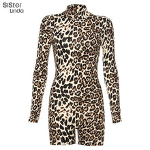 Load image into Gallery viewer, Sisterlinda Sexy Leopard Suit Short Jumpsuit Women 2019 New Hot Autumn Fashion Slim Tight  Bodysuit Women Leopard Bodysuit Mujer