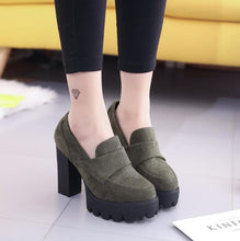 Load image into Gallery viewer, Women Pumps 10cm Suede high heels thick 2019 round head waterproof platform black single shoes female thick bottom was thin