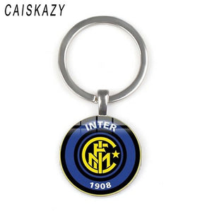 World Sports Team Logo Football Glass Cabochon Keychain for Men