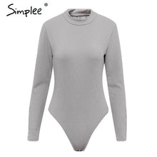 Load image into Gallery viewer, Simplee Elegant knitted bodysuit women Casual long sleeve button female jumpsuit romper Autumn winter slim ladies overalls 2019