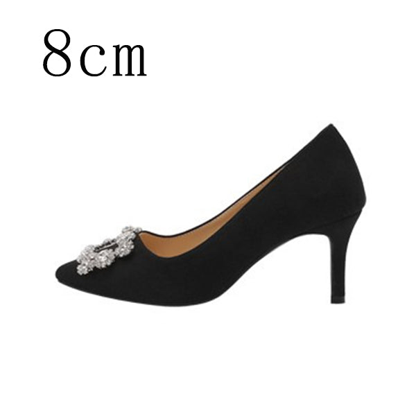 Women Pumps Rhinestone Female High Heels Women Shoes Pointed Toe Dress Shoes Soft Thin Heel Wedding Shoes 2020 New Arrival DE