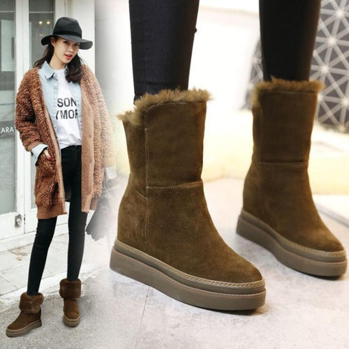 Winter Boots Women Snow Boots Shoes Woman Boots Fashion Thick Bottom Wedge Boots 2019 Short Plush Warm Increase Non-slip Booies