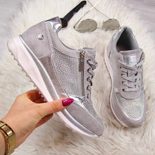 Load image into Gallery viewer, Women Shoes Gold Sneakers Zipper Platform Trainers Women Shoes Casual Lace-Up Tenis Feminino Zapatos De Mujer Womens Sneakers