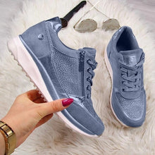 Load image into Gallery viewer, Women Shoes Gold Sneakers Zipper Platform Trainers Women Shoes Casual Lace-Up Tenis Feminino Zapatos De Mujer Womens Sneakers