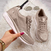 Load image into Gallery viewer, Women Shoes Gold Sneakers Zipper Platform Trainers Women Shoes Casual Lace-Up Tenis Feminino Zapatos De Mujer Womens Sneakers