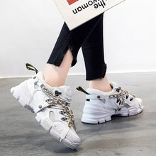 Load image into Gallery viewer, Spring Mesh Women diamond Casual Women rhinestone Shoes Flats Platform Lace-Up Fashion crystal Women Sneakers zapatos de mujer