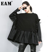 Load image into Gallery viewer, [EAM] Pleated Big Size Knitting Sweater Loose Fit Round Neck Long Sleeve Women Pullovers New Fashion Autumn Winter 2019 1M625