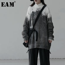 Load image into Gallery viewer, [EAM] Gray Big Size Knitting Sweater Loose Fit Round Neck Long Sleeve Women Pullovers New Fashion Tide Autumn Winter 2019 1K516