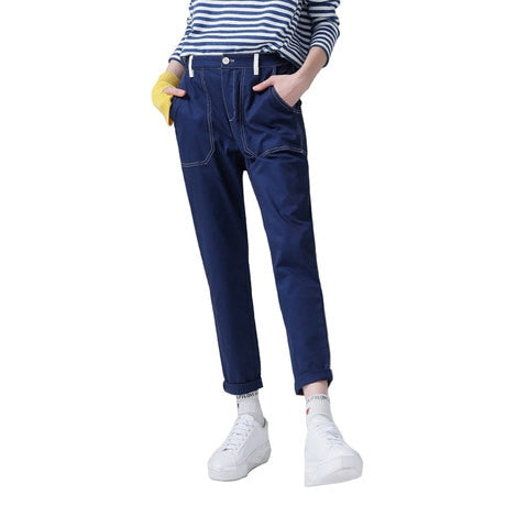 Toyouth Trousers Women 2018 Autumn Casual Solid Color Straight Cotton Pants With Pockets Lady Loose Trousers