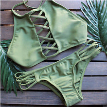 Load image into Gallery viewer, Women Bandage Bikini Set Push-up Padded Bra Bathing Suit High Quality Halter Swimsuit Swimwear