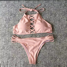 Load image into Gallery viewer, Women Bandage Bikini Set Push-up Padded Bra Bathing Suit High Quality Halter Swimsuit Swimwear
