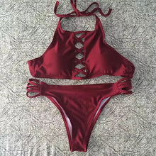 Load image into Gallery viewer, Women Bandage Bikini Set Push-up Padded Bra Bathing Suit High Quality Halter Swimsuit Swimwear