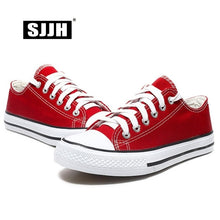 Load image into Gallery viewer, SJJH Women Canvas Sneakers Lovers Comfortable Shoes Vulcanize Flats Casual Man Chaussure Lace-up Ladies Trainers Footwear D002