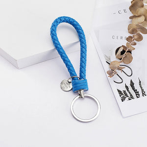 Vicney 33 Colors PU Leather Braided Woven Rope bts keychain DIY bag Pendant Key Chain Holder Car Keyrings Men Women Keychain