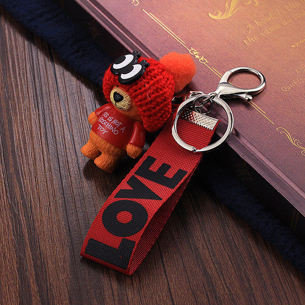 Vicney New Arrival Cute Teddy Bear Key Chain'THIS IS NOT A KOSCHINO TOY'Bear KeyChain Animal Pattern Key Holder For Girl Friend