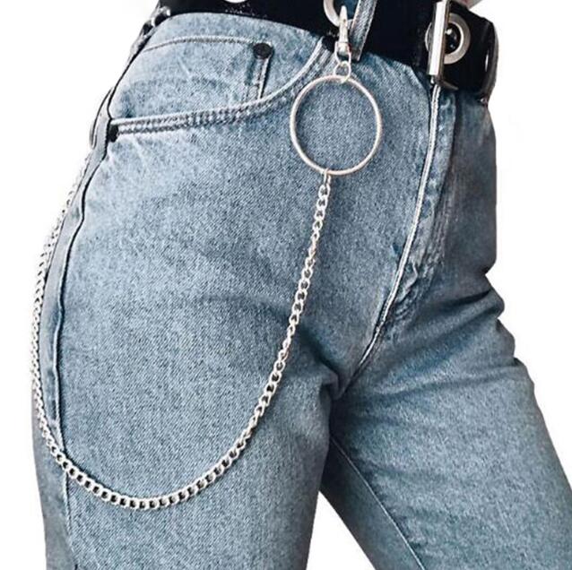 Street Big Ring Pendant Key Chain Metal Wallet Chain Silver Rock HipHop Punk Hook Biker Trousers Pant Waist Link Belt Jewelry